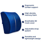 DriveEase Car Lumbar Support Cushion Memory Foam Breathable Mesh Ergonomic Back Pain Relief for Commute and Long Drives