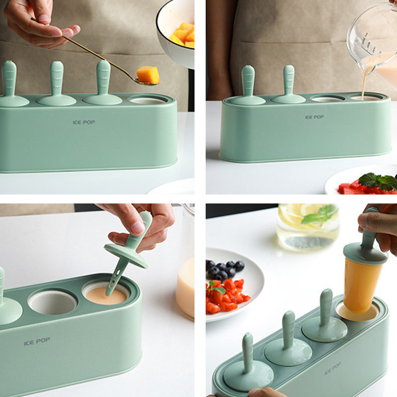 Harrow Silicone Popsicle Mold Set with Catch Tray Flexible Ice Cream Maker 4 Colors