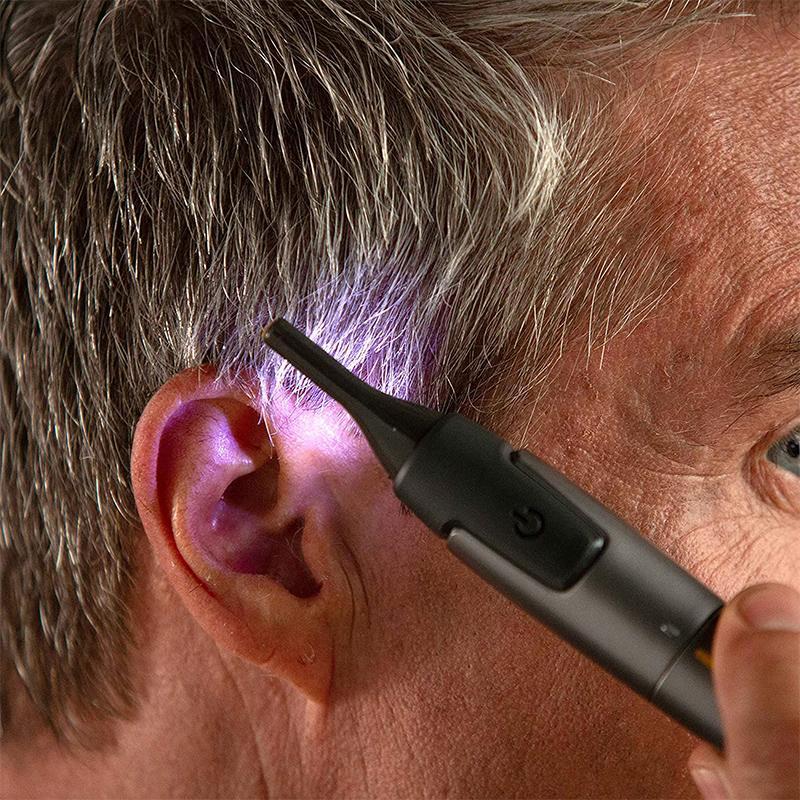Precision Nose and Ear Hair Trimmer with Titanium Blades and LED Light, Ultra-Thin Cutting Head