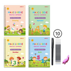 Kids Magic Copybooks Set with Disappearing Ink Pen Reusable Handwriting Practice Books 4-Pack with Pen Holder and Ink Cartridges