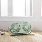 Dual-Head Portable Desk Fan USB-Powered Adjustable Speed Quiet Cooling Fan