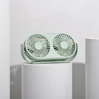Dual-Head Portable Desk Fan USB-Powered Adjustable Speed Quiet Cooling Fan