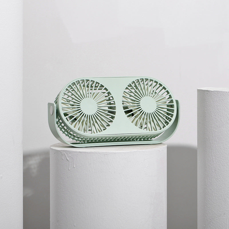 Dual-Head Portable Desk Fan USB-Powered Adjustable Speed Compact Lightweight Quiet