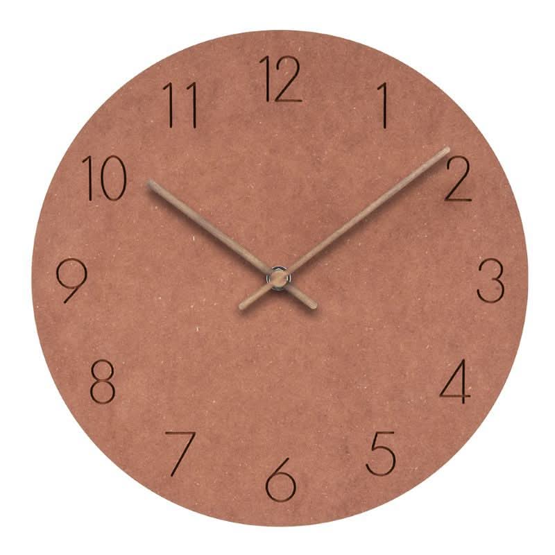 Silent Nordic Wall Clock 35cm Minimalist Design Non-Ticking Walnut Hands MDF Board