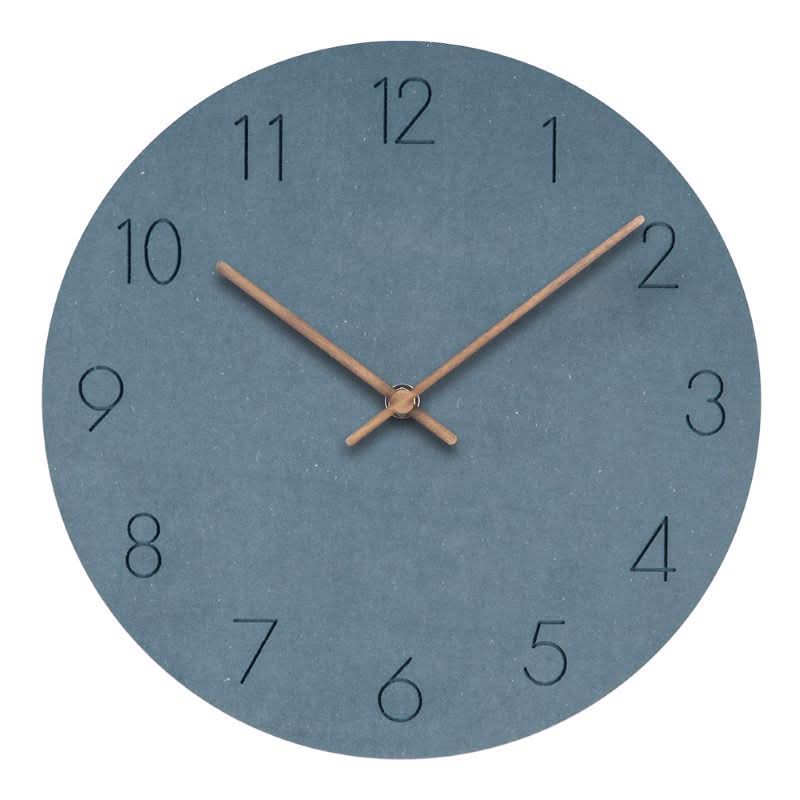 Silent Nordic Wall Clock 35cm Minimalist Design Non-Ticking Walnut Hands MDF Board