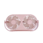 Dual-Head Portable Desk Fan USB-Powered Adjustable Speed Compact Lightweight Quiet