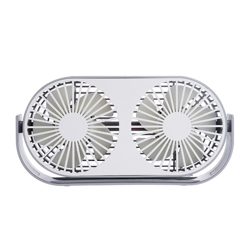 Dual-Head Portable Desk Fan USB-Powered Adjustable Speed Quiet Cooling Fan