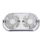 Dual-Head Portable Desk Fan USB-Powered Adjustable Speed Compact Lightweight Quiet