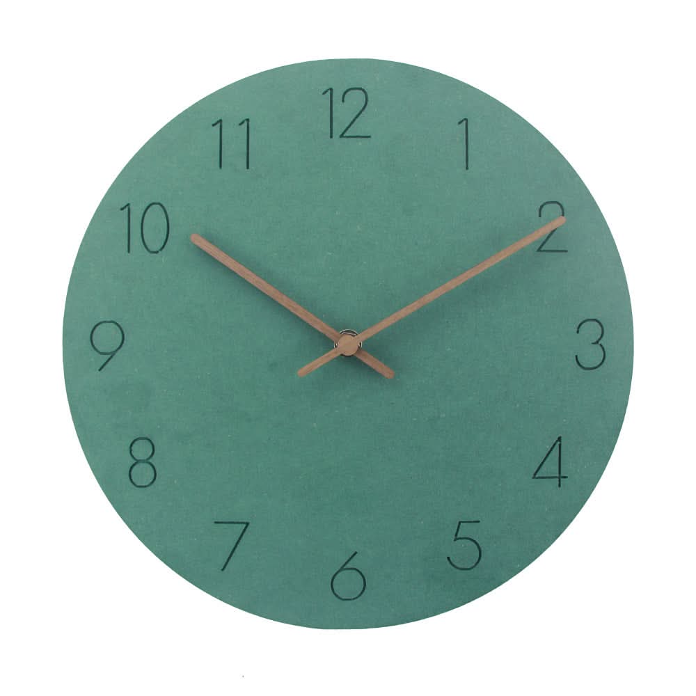 Silent Nordic Wall Clock 35cm Minimalist Design Non-Ticking Walnut Hands MDF Board
