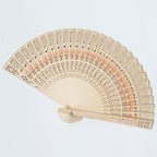 Ladies Decorative Hand Fan Wooden Intricate Cutout Lightweight Portable