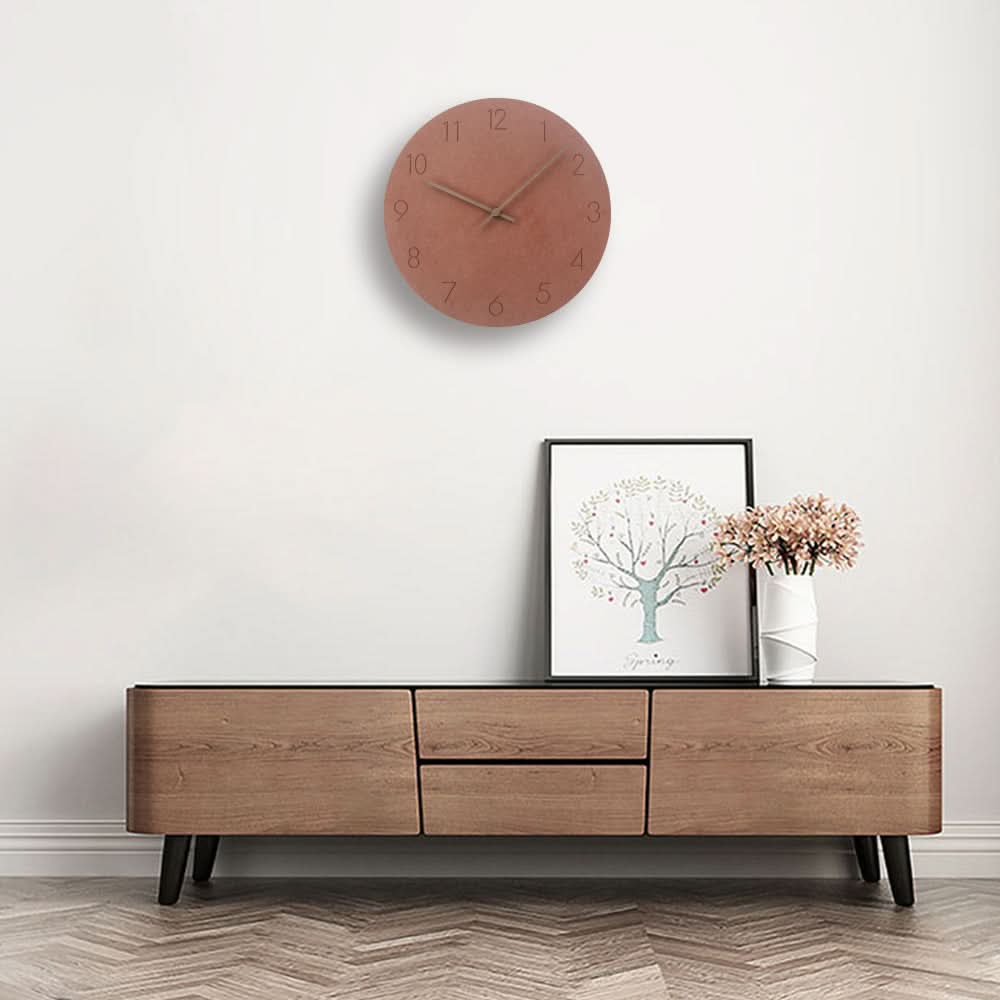 Silent Nordic Wall Clock 35cm Minimalist Design Non-Ticking Walnut Hands MDF Board