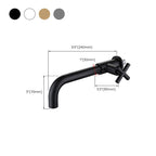 Wall-Mounted Bathroom Sink Faucet Copper Low Arc Cross Handle Single Hole