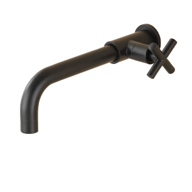 Wall-Mounted Bathroom Sink Faucet Copper Low Arc Cross Handle Single Hole