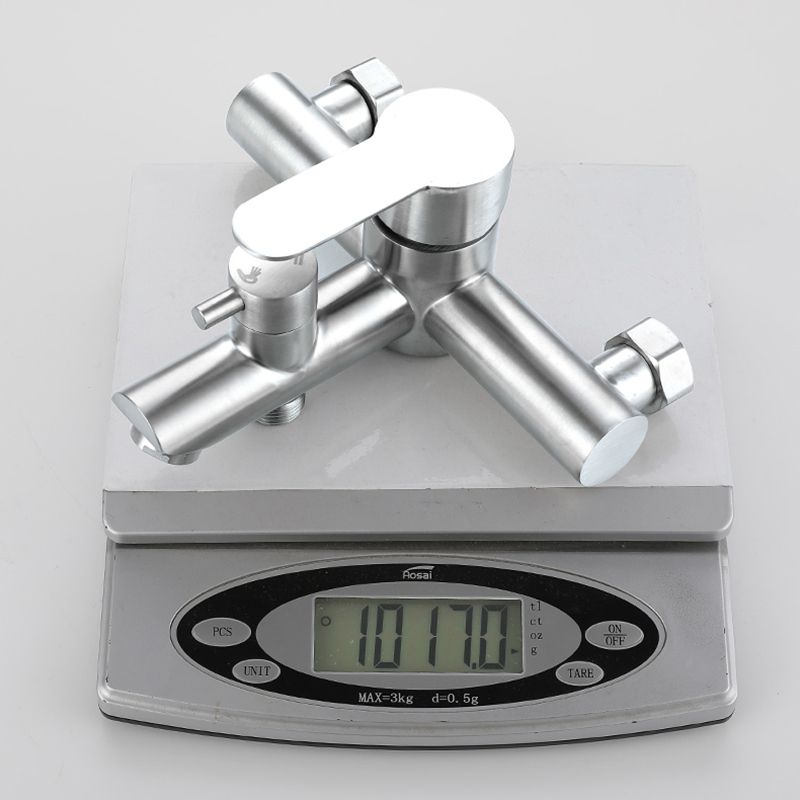 Wall-Mounted Stainless Steel Bathtub Filler with Handheld Shower Chrome Finish Single Lever Control