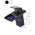 Single-Handle Bathroom Sink Faucet Black Chrome Stainless Steel LED Light 1-Hole Modern Basin Faucet