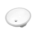 Modern Oval Undermount Porcelain Sink with Pop-Up Drain White Ceramic Bathroom Basin