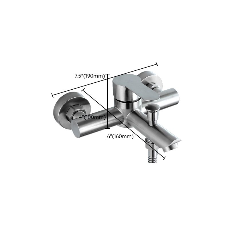 Wall-Mounted Stainless Steel Bathtub Filler with Handheld Shower Chrome Finish Single Lever Control