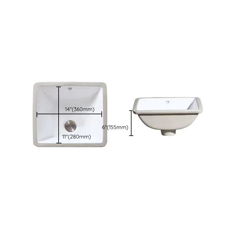 Modern Oval Undermount Porcelain Sink with Pop-Up Drain White Ceramic Bathroom Basin