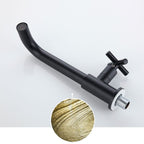 Wall-Mounted Bathroom Sink Faucet Copper Low Arc Cross Handle Single Hole