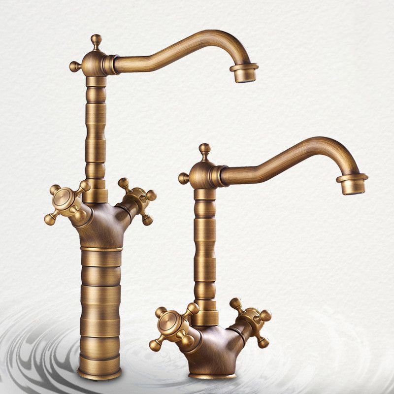 Industrial Widespread Bathtub Faucet with Cross Lever Handles Black Bronze Copper