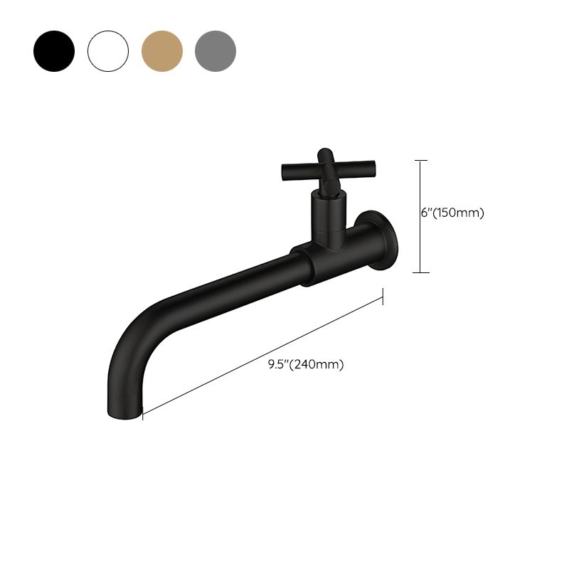 Wall-Mounted Bathroom Sink Faucet Copper Low Arc Cross Handle Single Hole