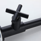 Wall-Mounted Bathroom Sink Faucet Copper Low Arc Cross Handle Single Hole