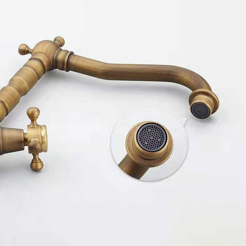 Industrial Widespread Bathtub Faucet with Cross Lever Handles Black Bronze Copper