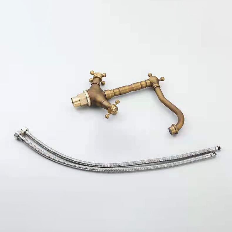 Industrial Widespread Bathtub Faucet with Cross Lever Handles Black Bronze Copper