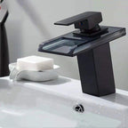 Single-Handle Bathroom Sink Faucet Black Chrome Stainless Steel LED Light 1-Hole Modern Basin Faucet