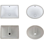 Modern Oval Undermount Porcelain Sink with Pop-Up Drain White Ceramic Bathroom Basin