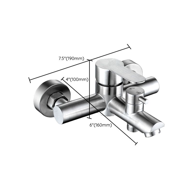 Wall-Mounted Stainless Steel Bathtub Filler with Handheld Shower Chrome Finish Single Lever Control