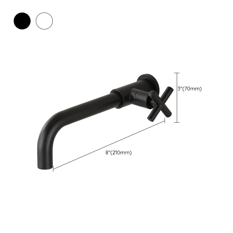Wall-Mounted Bathroom Sink Faucet Copper Low Arc Cross Handle Single Hole