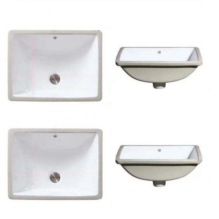 Modern Oval Undermount Porcelain Sink with Pop-Up Drain White Ceramic Bathroom Basin