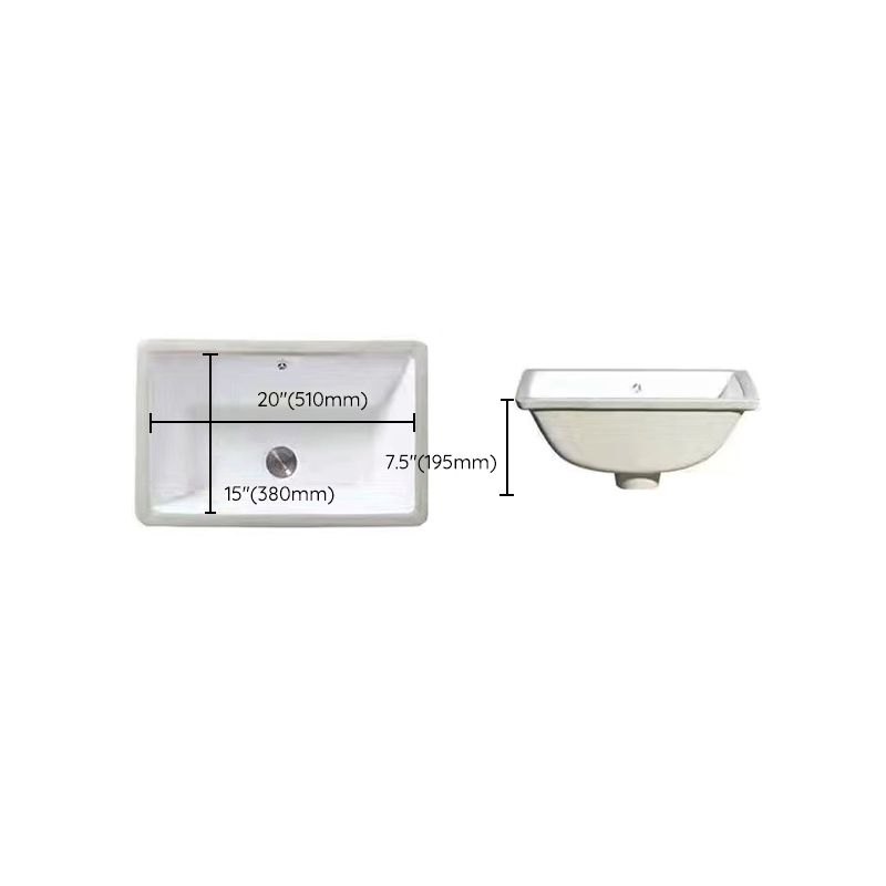 Modern Oval Undermount Porcelain Sink with Pop-Up Drain White Ceramic Bathroom Basin