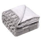 Brehn Cozy Reversible Fleece Blanket Black and White Soft Warm Throw for Indoor Outdoor Use