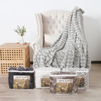 Brehn Cozy Reversible Fleece Blanket Black and White Soft Warm Throw for Indoor Outdoor Use