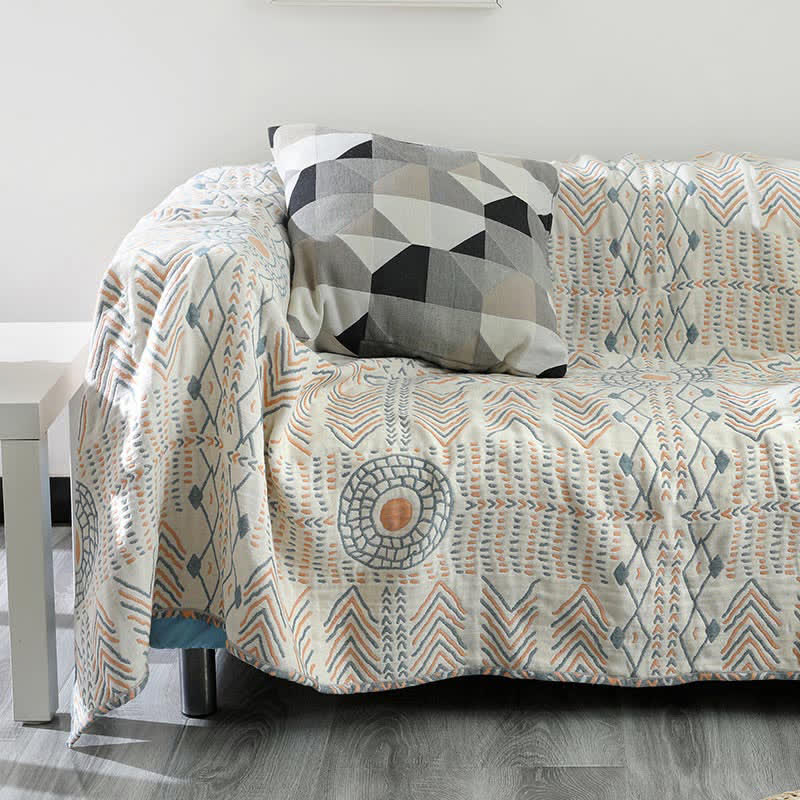 Reversible Cotton Striped Blanket Ultra-Plush Throw Sofa Cover Multiple Sizes