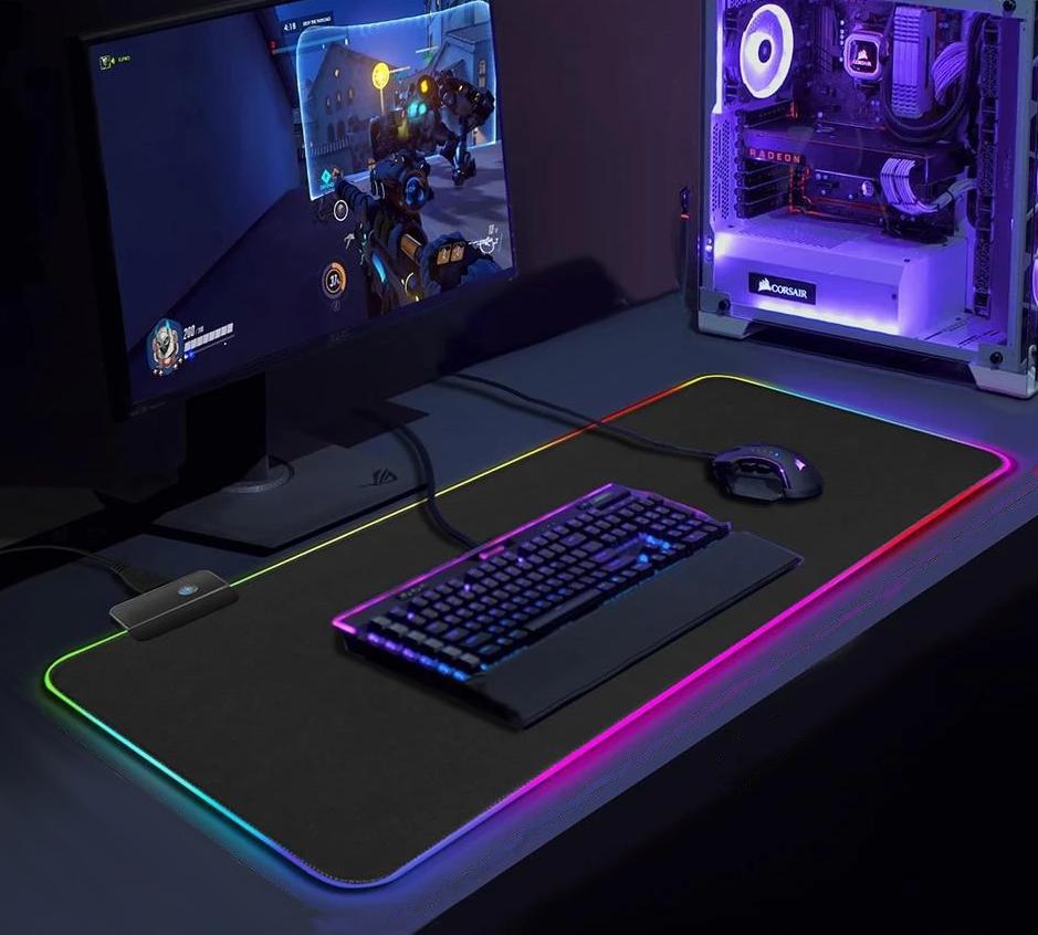 RGB Mouse Pad with 13 Light Modes Ultra Smooth Nano-Textured Surface Non-Slip Rubber Base