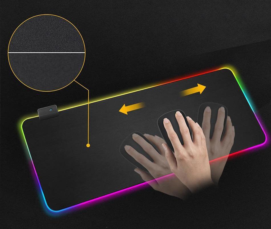 RGB Mouse Pad with 13 Light Modes Ultra Smooth Nano-Textured Surface Non-Slip Rubber Base