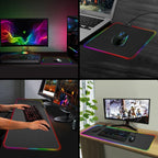 RGB Mouse Pad with 13 Light Modes Ultra Smooth Nano-Textured Surface Non-Slip Rubber Base