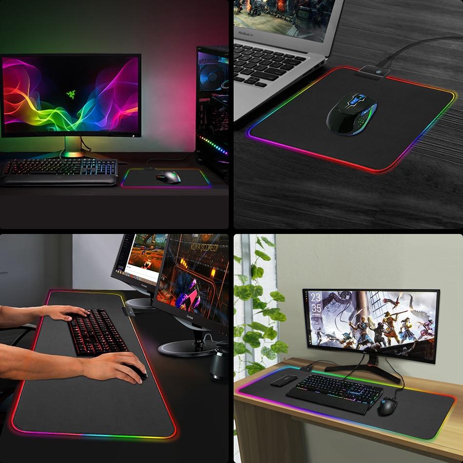 RGB Mouse Pad with 13 Light Modes Ultra Smooth Nano-Textured Surface Non-Slip Rubber Base