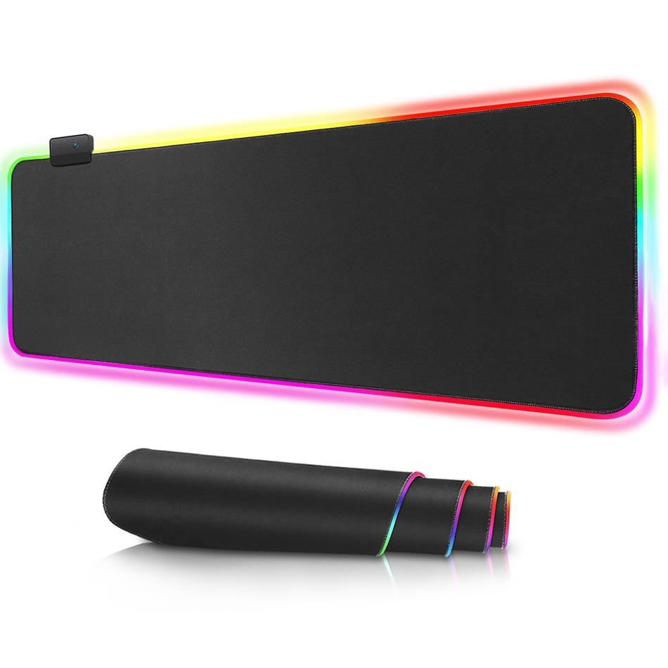 RGB Mouse Pad with 13 Light Modes Ultra Smooth Nano-Textured Surface Non-Slip Rubber Base