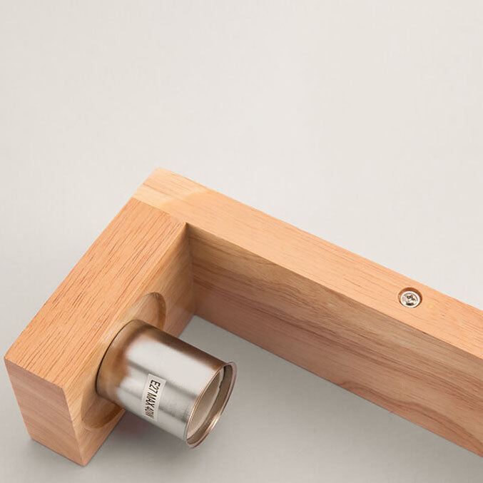 Modern Minimalist Solid Wood and Glass 1-Light Square Wall Sconce Lamp LED Compatible