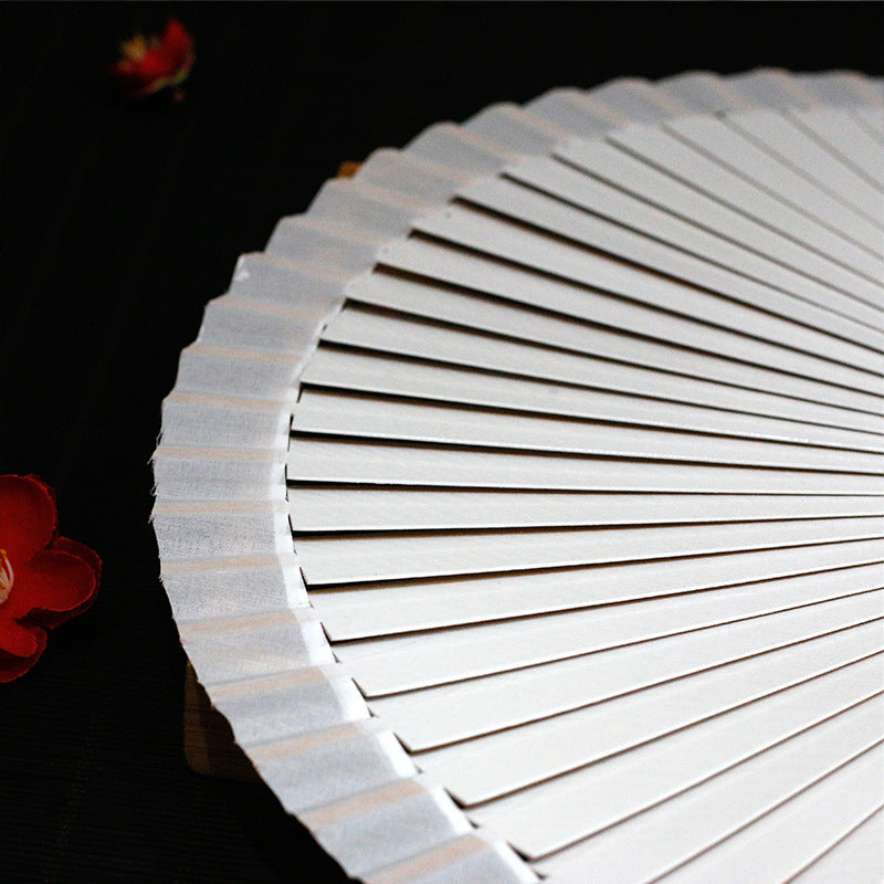 Ladies Decorative Hand Fan Red Floral Painting Paper Wood Foldable Accessory