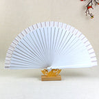 Ladies Decorative Hand Fan Red Floral Painting Paper Wood Foldable Accessory