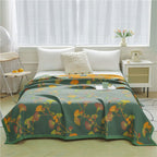 Reversible Jacquard Cotton Quilt Soft Cozy Ginkgo Pattern Two-Sided Design