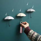 Umbrella Wall Hooks 3-Pack Adhesive Plastic Pastel and Neutral Colors Decorative Storage