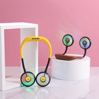 Rechargeable Double Neck Fan Portable Hands-Free Quiet Brushless Motors Flexible Goosenecks