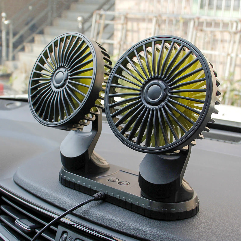 Dual-Head Rechargeable Portable Fan with Adjustable Heads and Multiple Speeds Compact Lightweight