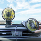 Dual-Head Rechargeable Portable Fan with Adjustable Heads and Multiple Speeds Compact Lightweight